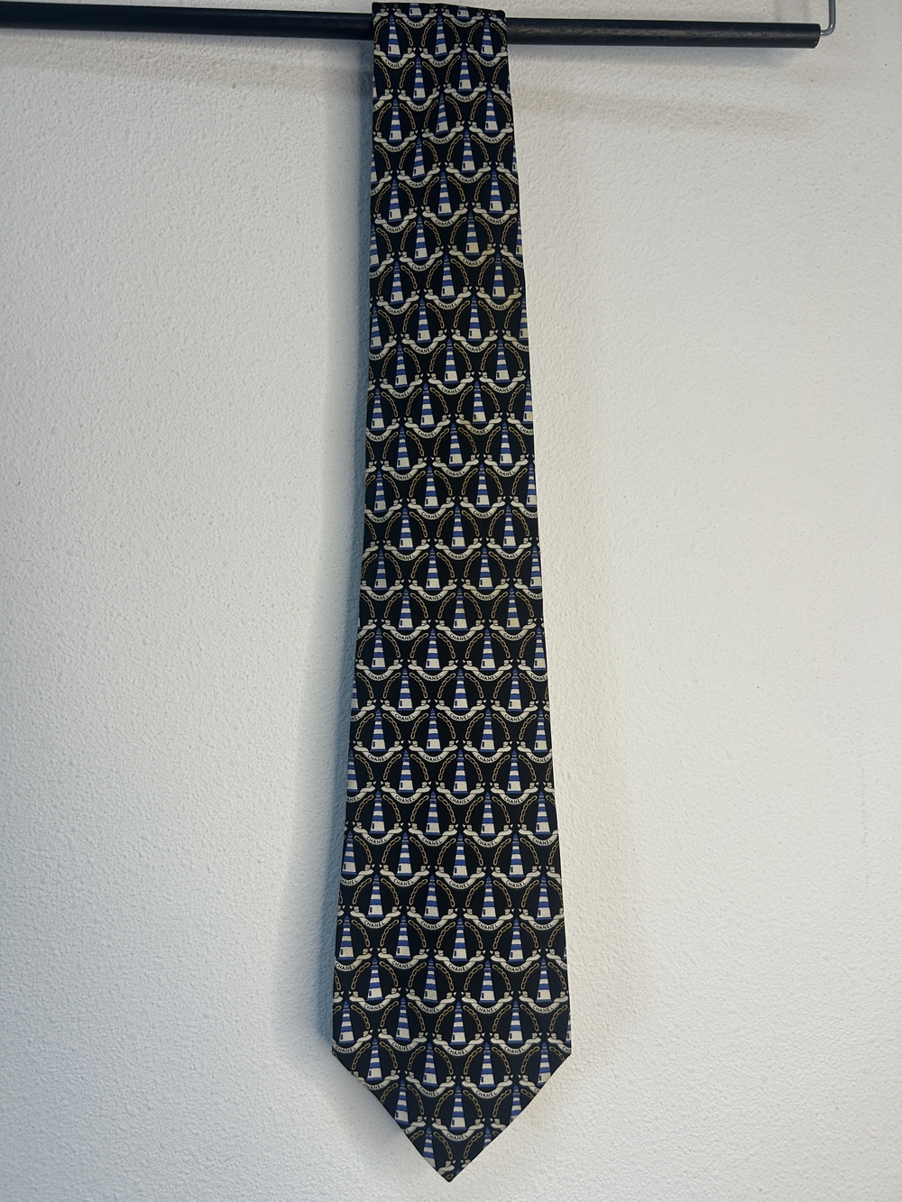 CHANEL Navy and Gold Patterned Men’s Tie